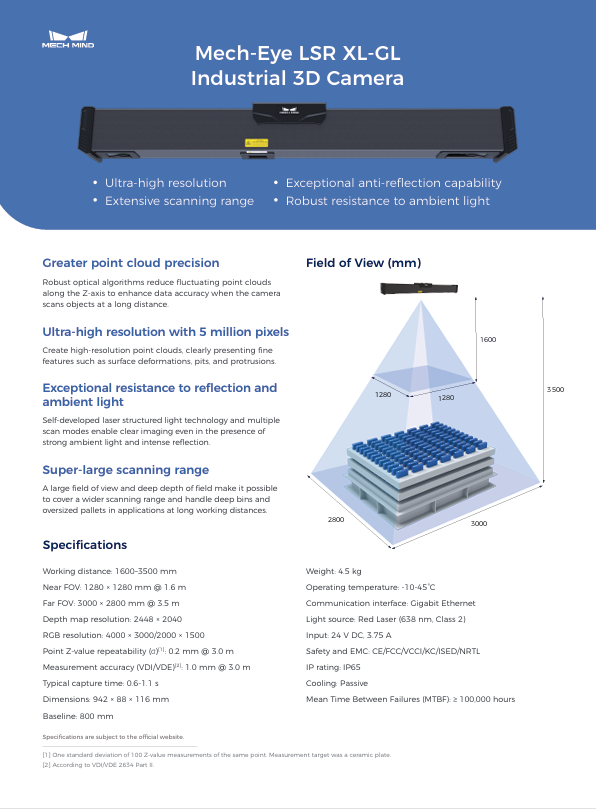 Mech-Eye LSR XL-GL Industrial 3D Camera
