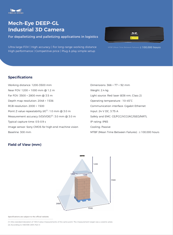 Mech-Eye DEEP-GL Industrial 3D Camera