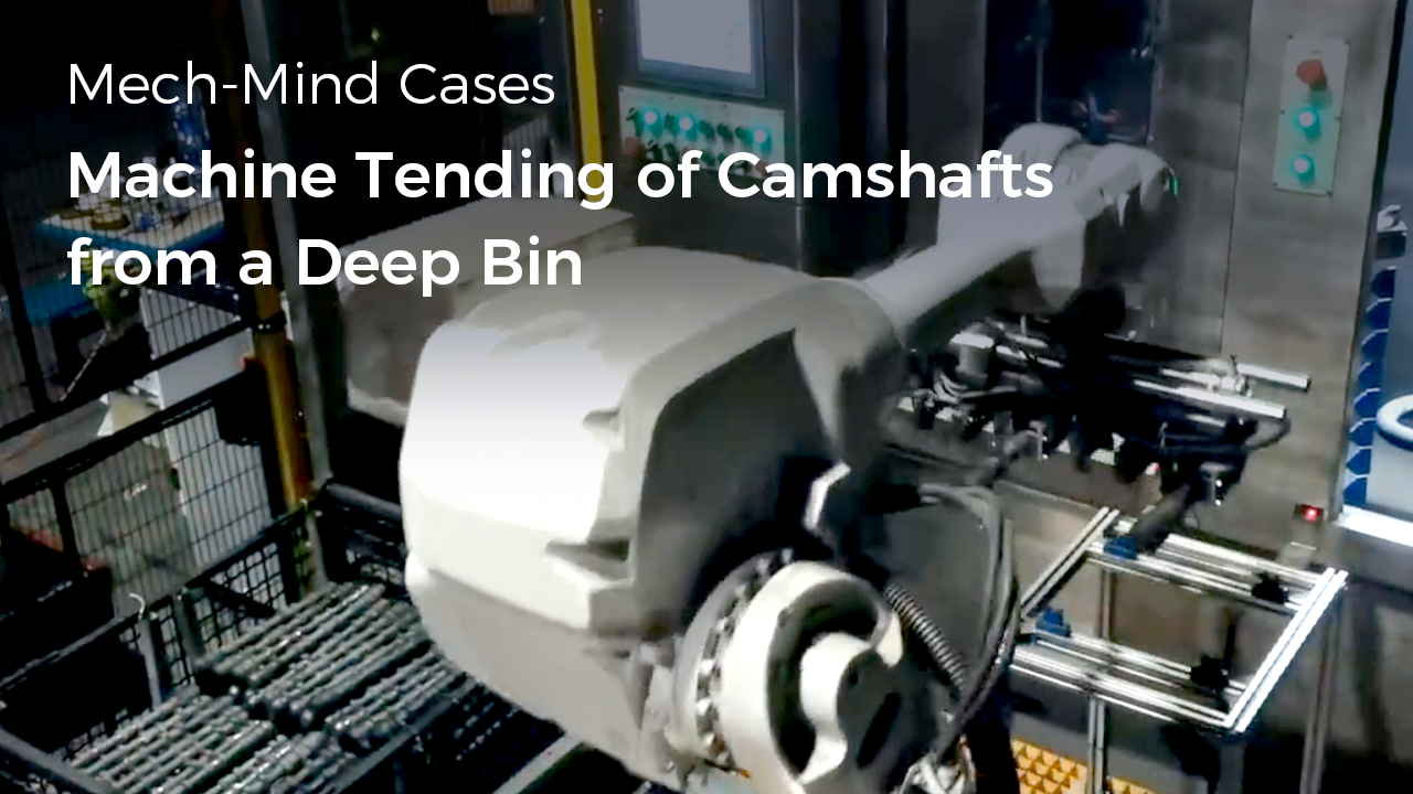 General-Purpose "Eye + Brain" for Robots: Machine Tending of Camshafts from a Deep Bin