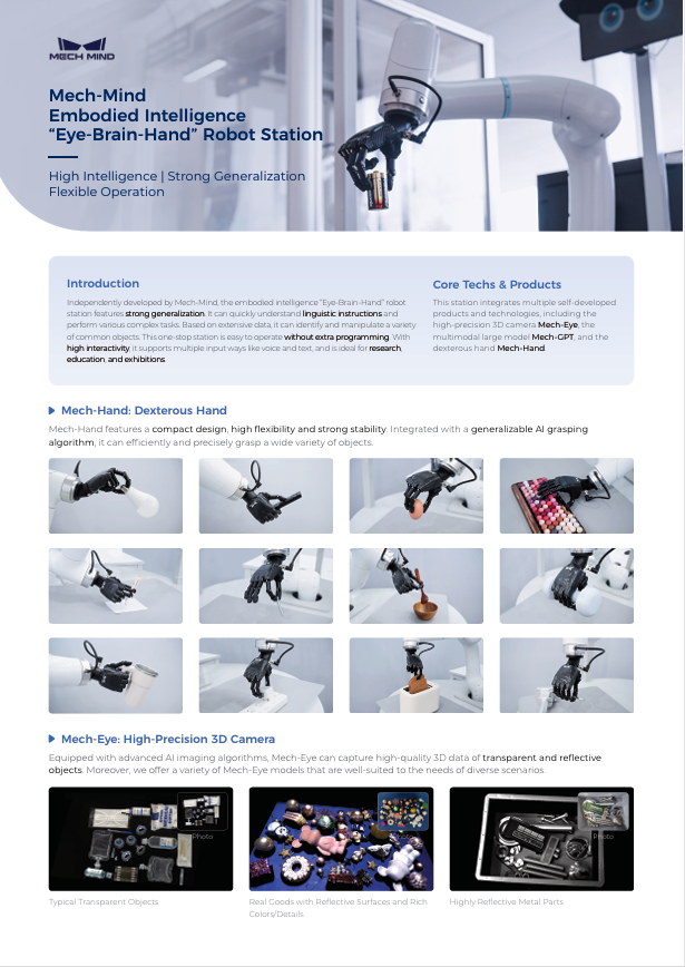 Mech-Mind Embodied Intelligence "Eye-Brain-Hand" Robot Station