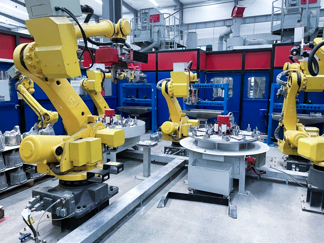 Industrial robot loading parts using Mech-Eye 3D camera