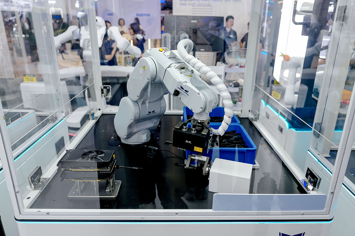 Embodied AI “Eye-Brain-Hand” for Robots: Adaptive Grasping & Precision Assembly of Power Cables